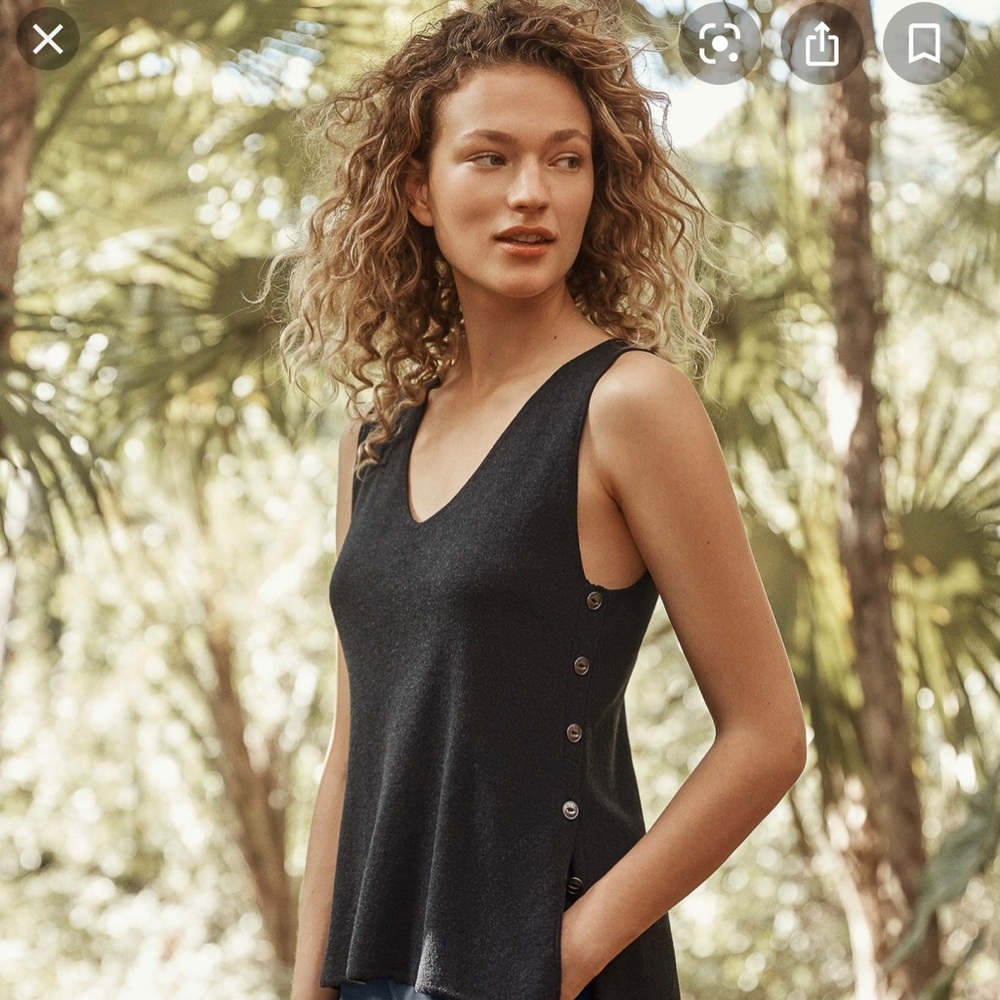 NBW Black Cotton Top with Side Buttons WRAP Brand